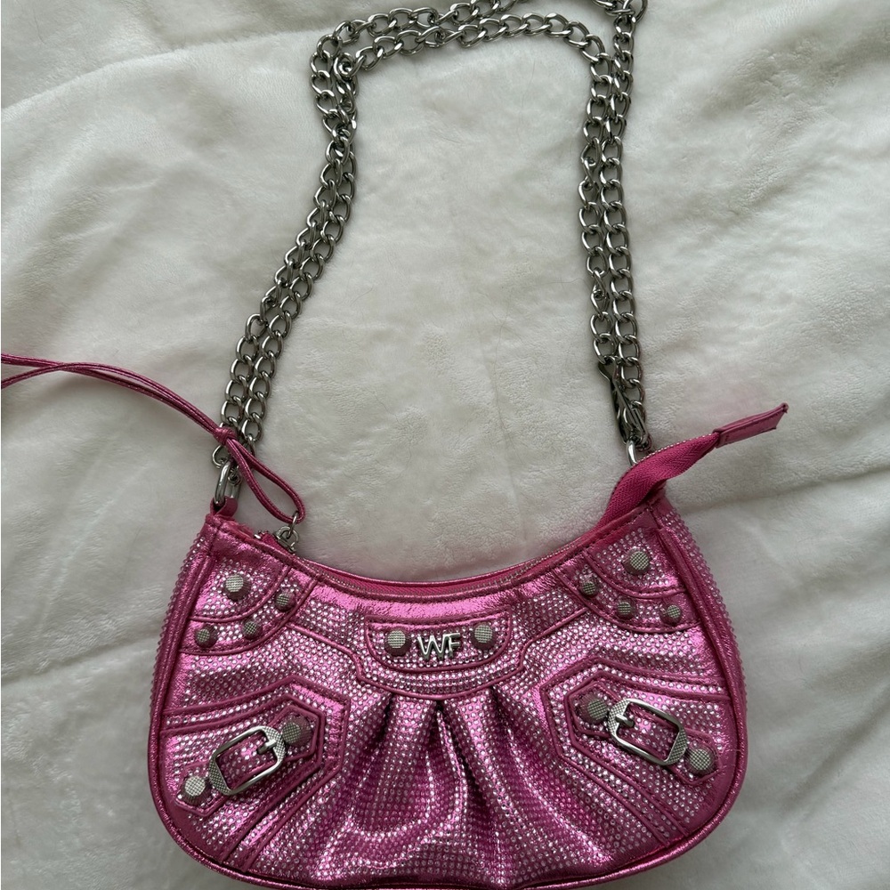 White Fox Boutique Pink Metallic Shoulder Bag